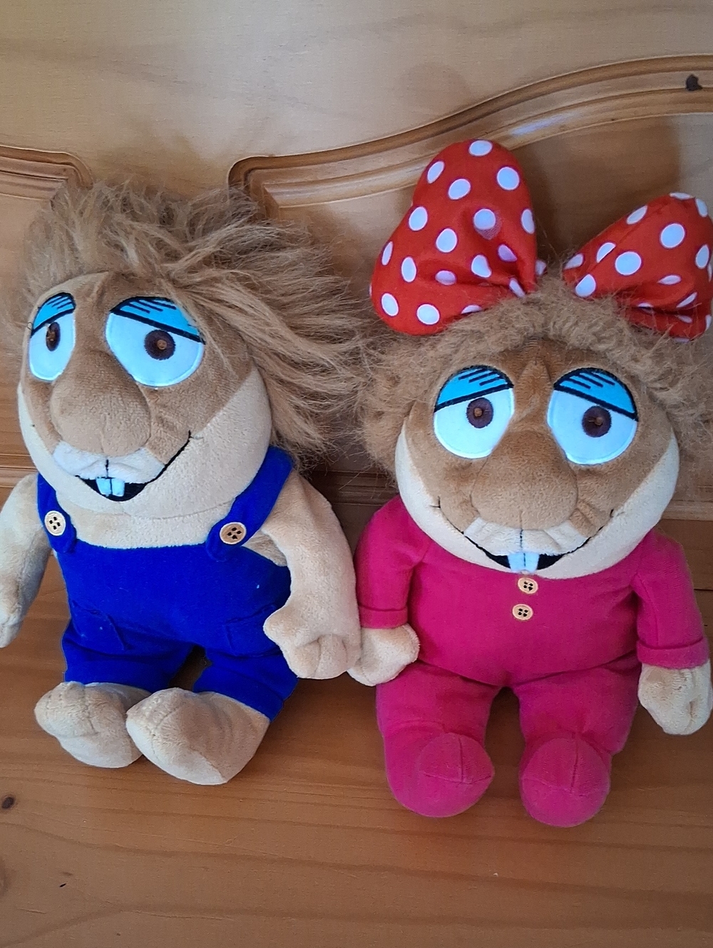 Kohl's Plush Doll Pair in Blue Overalls & Pink Outfit with Polka Bow